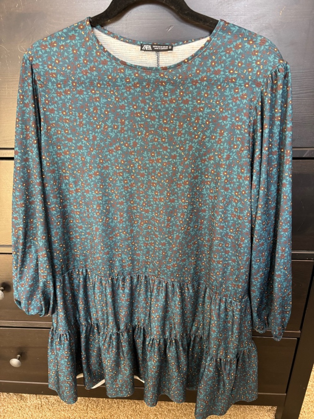 Zara Drop Waist Ruffle Mini Floral Dress